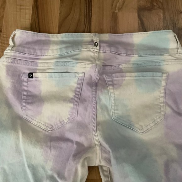 Black Heart Tie Dye High Waist Skull Skinny Jeans 11 - Picture 6 of 12